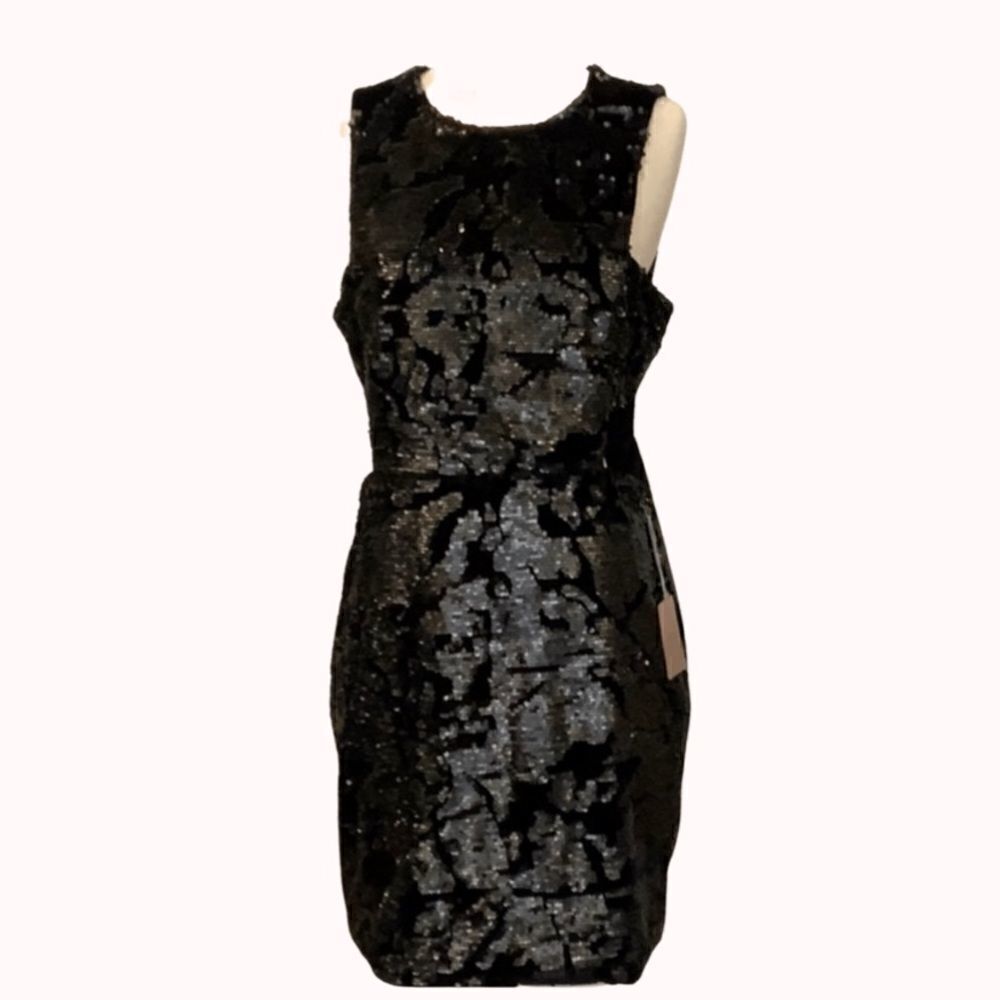 NWT Forever 21 black velvet sequin cut out dress Large